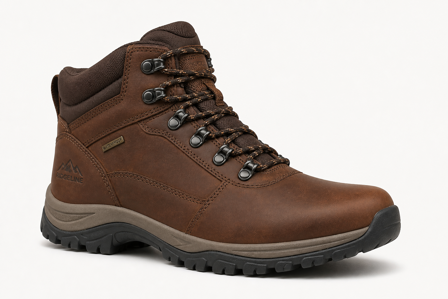 Brown leather mid boot with cushioned sole